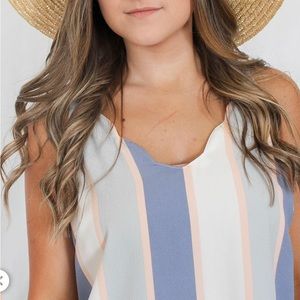 NWT Style Rack striped scalloped tank top L